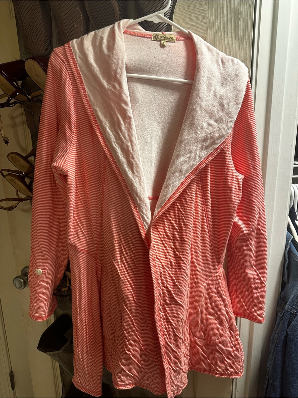Democracy Pink and Coral Striped Knit Top